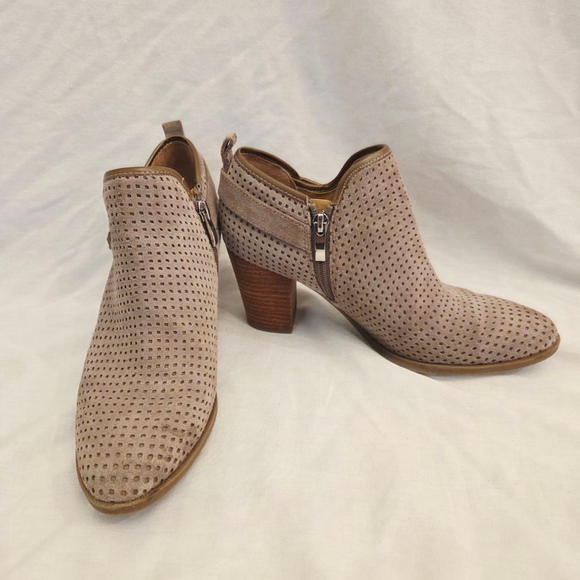 Franco Sarto Taupe Perforated Ankle Boots Size 8 (38) - Picture 2 of 12